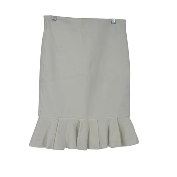 Express White Body Contour Pencil Skirts Size S Ruffle Hem Elegant Workwear Chic - Picture 1 of 6